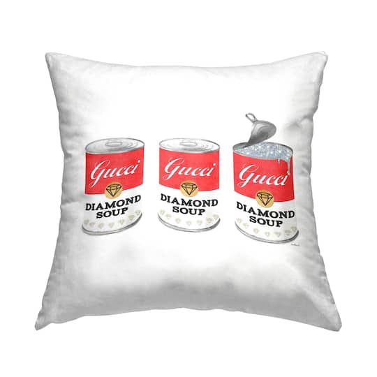 Stupell Industries Glam Diamond Soup Bold Iconic Red Can Throw Pillow, 18" x 18"